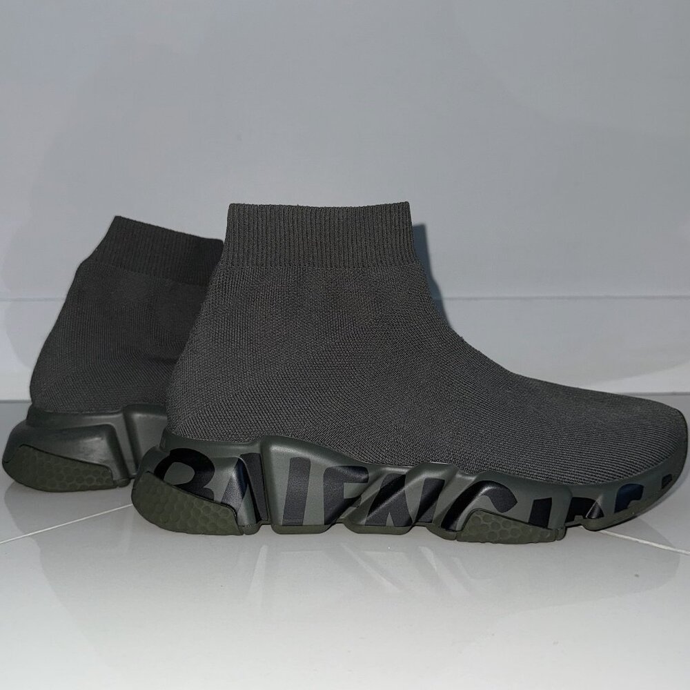 Balenciaga Speed 2.0 LT Sock Sneakers – Dark Olive Green/Black Logo (Size US 10)